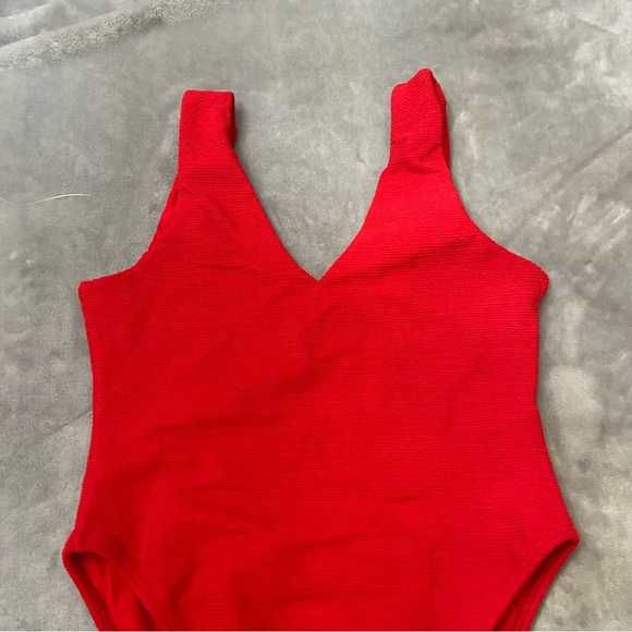 New! Montce Kim NO BELT micro scrunch one piece swimsuit red 10941 - Picture 4 of 10